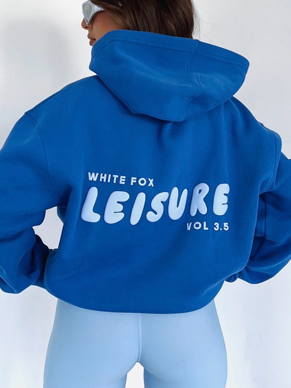 White Fox Leisure Series Oversized Cobalt Blue Hoodie - S/M